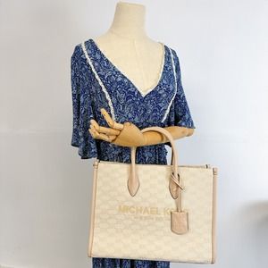 Michael Kors 35F2G7ZT2I Mirella Medium Tote Shoulder Handbag Purse IN Natural ML